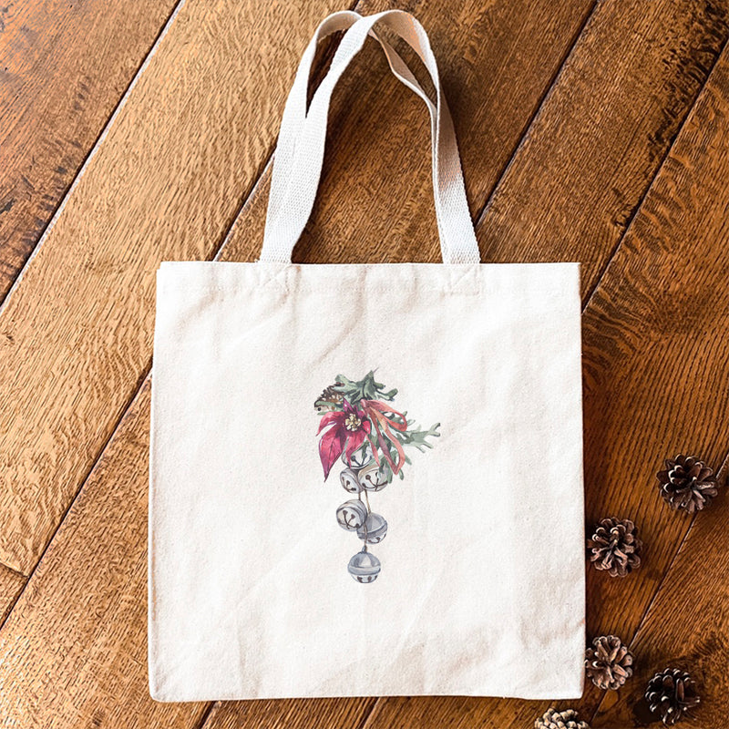 Poinsettia Bells - Canvas Tote Bag