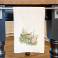 Red Squirrel on Log - Spring Cotton Tea Towel