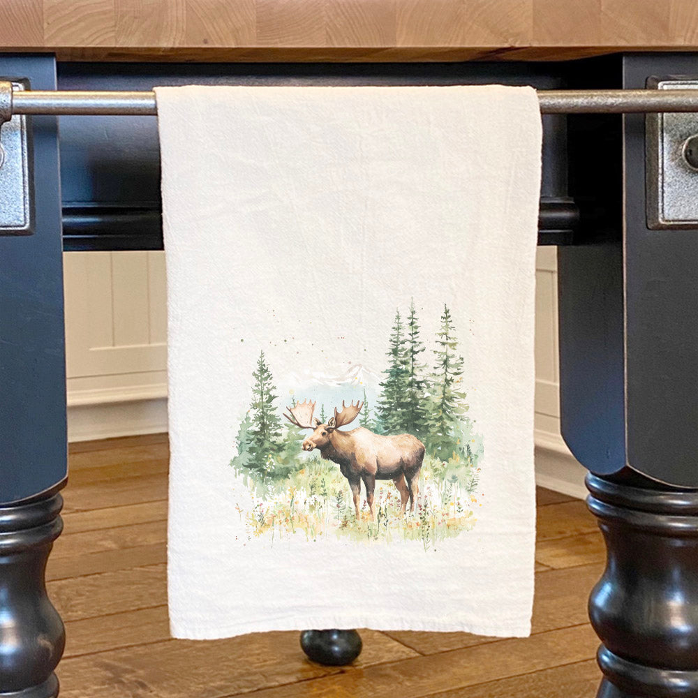 Moose Scene - Spring Cotton Tea Towel
