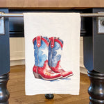 Patriotic Cowboy Boots - Cotton Tea Towel