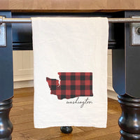 Red Plaid State - Cotton Tea Towel