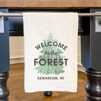 Welcome to the Forest w/ City, State - Cotton Tea Towel