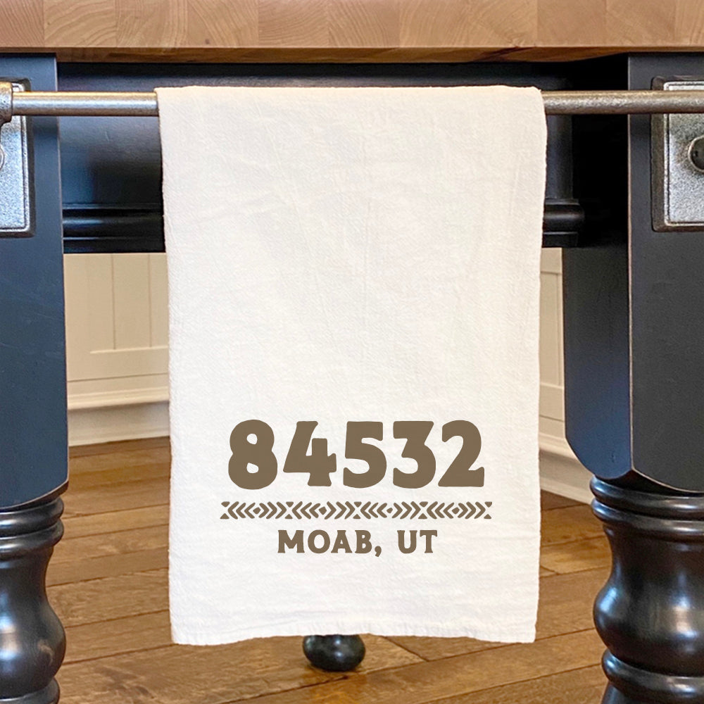 Western Zip Code w/ City State - Custom Cotton Tea Towel