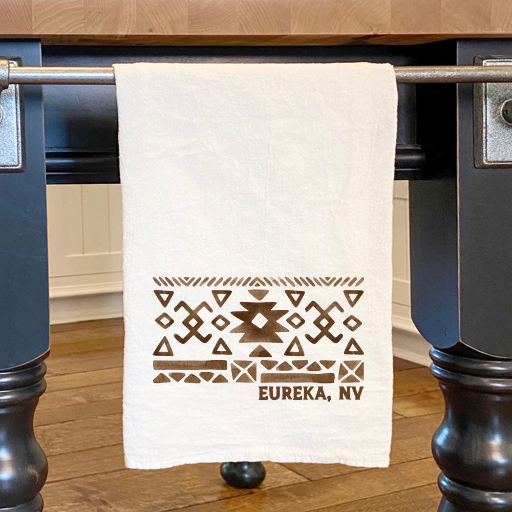 Western Pattern w/ City State - Custom Cotton Tea Towel