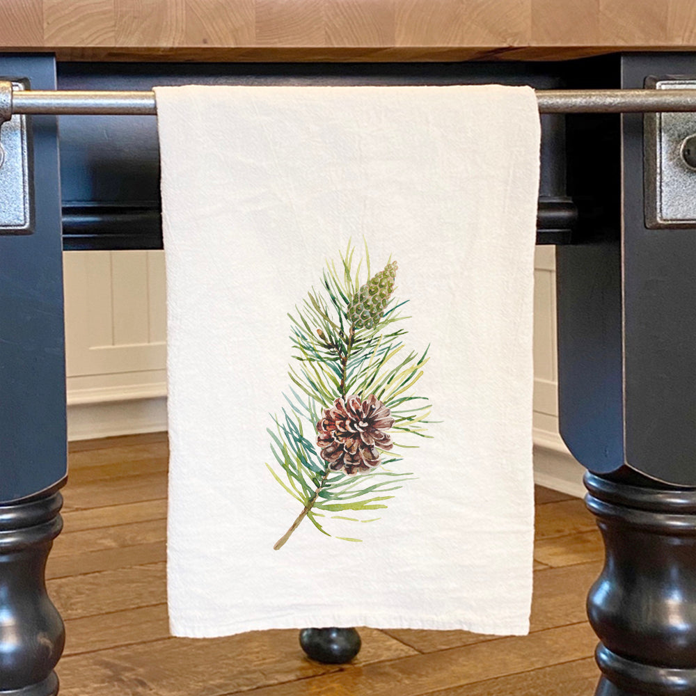 Pine Branch - Customizable Cotton Tea Towel