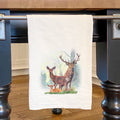 Deer Family in Forest - Cotton Tea Towel
