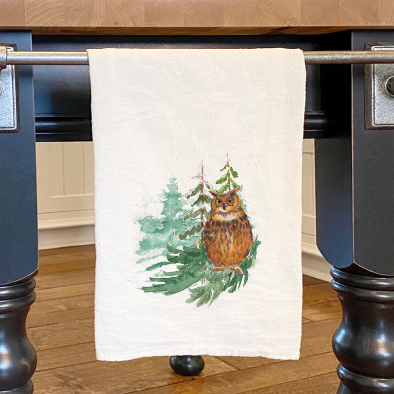 Owl in Forest - Cotton Tea Towel