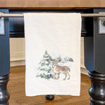 Watercolor Lynx Scene - Cotton Tea Towel