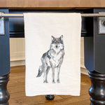 Watercolor Standing Wolf - Cotton Tea Towel