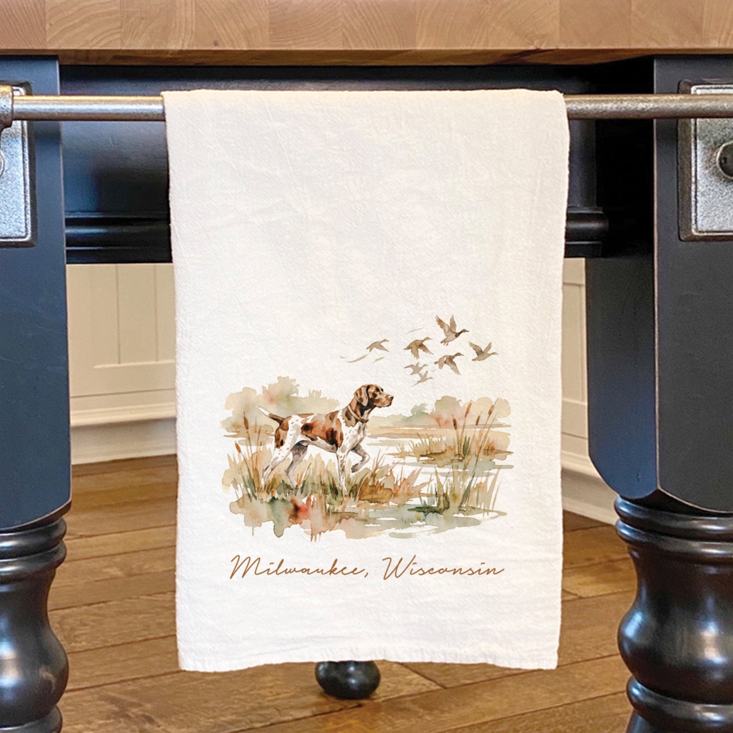 Pointer Marsh Scene - Custom Cotton Tea Towel