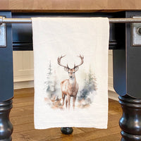 Winter Buck Scene - Cotton Tea Towel