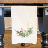 Candle and Pine Arrangement - Cotton Tea Towel