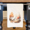 Watercolor Fall Forest and Deer - Cotton Tea Towel