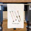 Watercolor Skis - Customizable Cotton Tea Towel