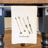 Watercolor Skis - Customizable Cotton Tea Towel