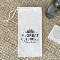 Great Outdoors w/ City, State - Canvas Wine Bag