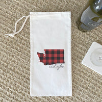 Red Plaid State - Canvas Wine Bag