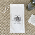 Adventure Awaits w/ City, State - Custom Canvas Wine Bag