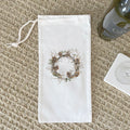 Rustic Pinecone Wreath - Winter Customizable Canvas Wine Bag