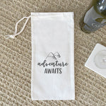 Adventure Awaits (Mountains) - Canvas Wine Bag
