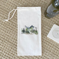 Misty Green Mountains - Canvas Wine Bag