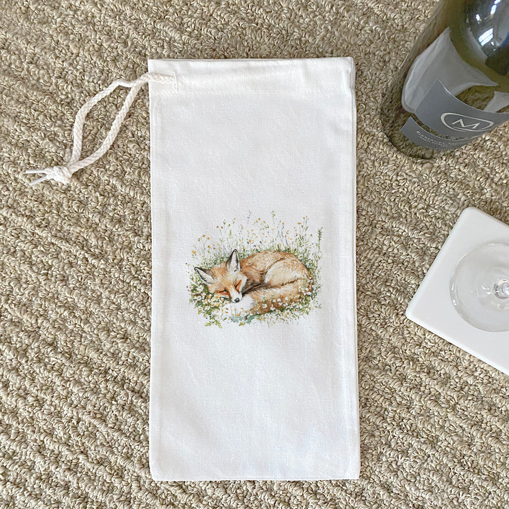 Sleeping Fox - Spring Canvas Wine Bag