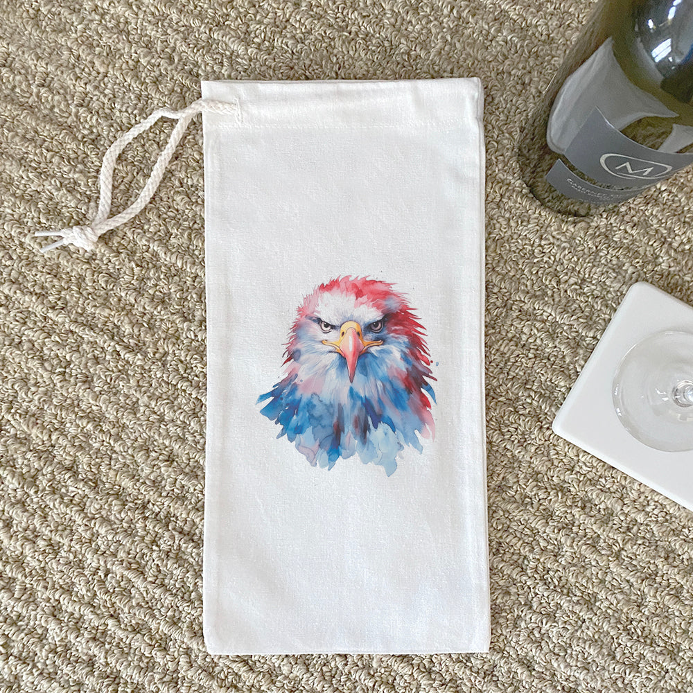 Watercolor Patriotic Eagle - Canvas Wine Bag