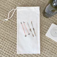 Watercolor Skis - Canvas Wine Bag