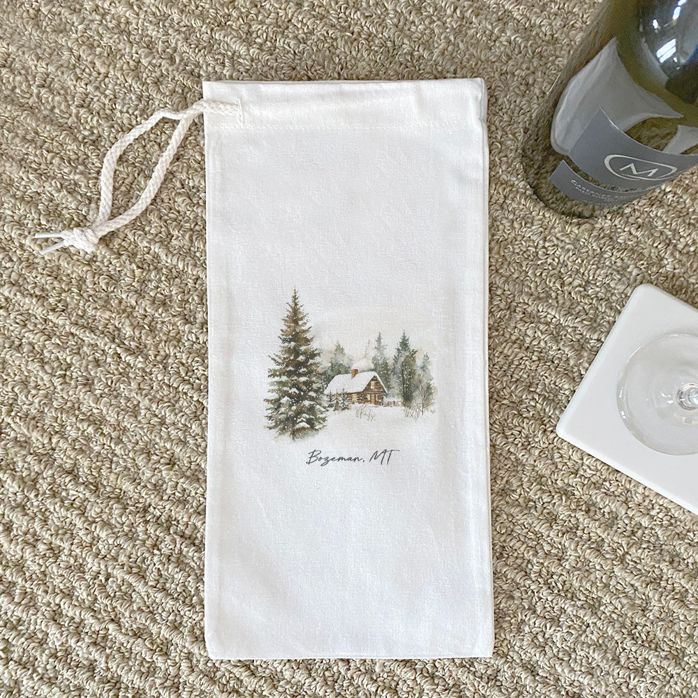Winter Retreat - Custom Canvas Wine Bag