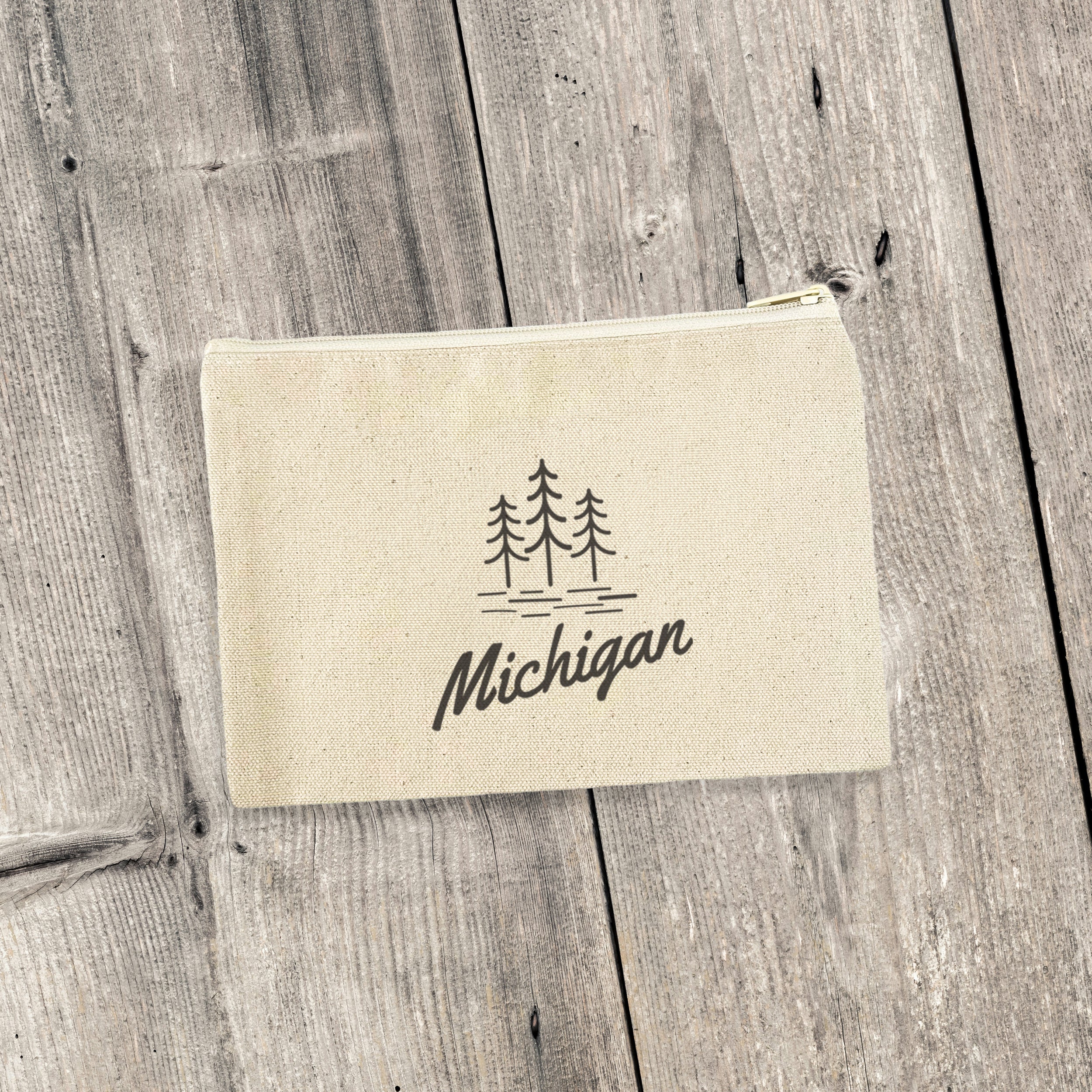 State with Trees - Custom Canvas Zipper Pouch