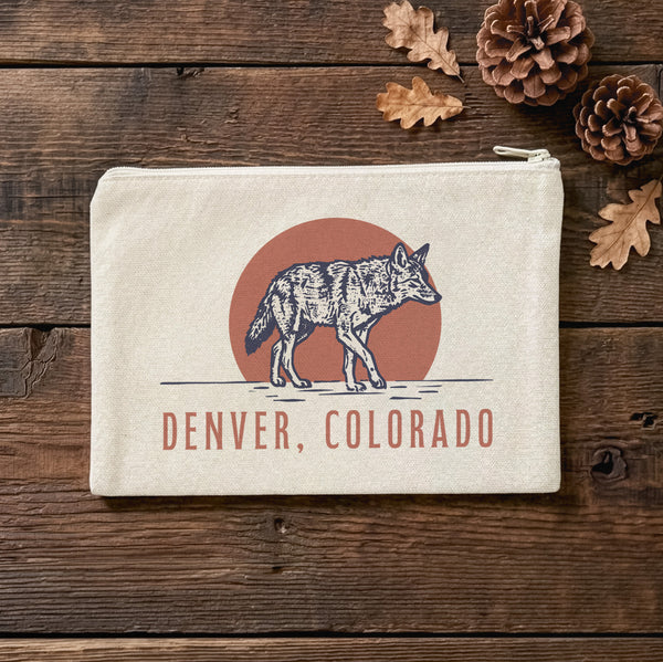 Coyote at Sunset - Custom Canvas Zipper Pouch