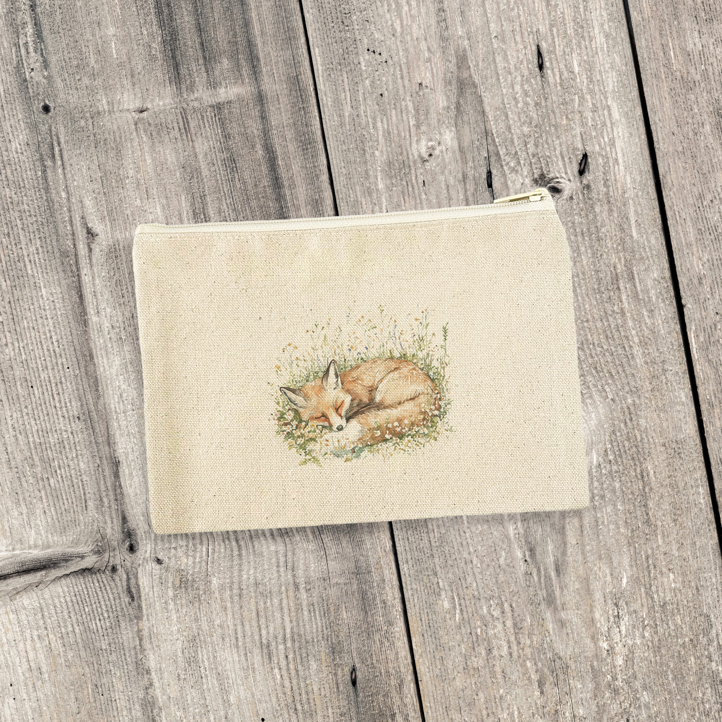 Sleeping Fox - Spring Canvas Zipper Pouch