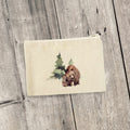 Watercolor Bear Scene - Canvas Zipper Pouch