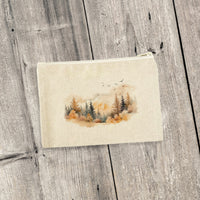 Warm Watercolor Mountains - Canvas Zipper Pouch