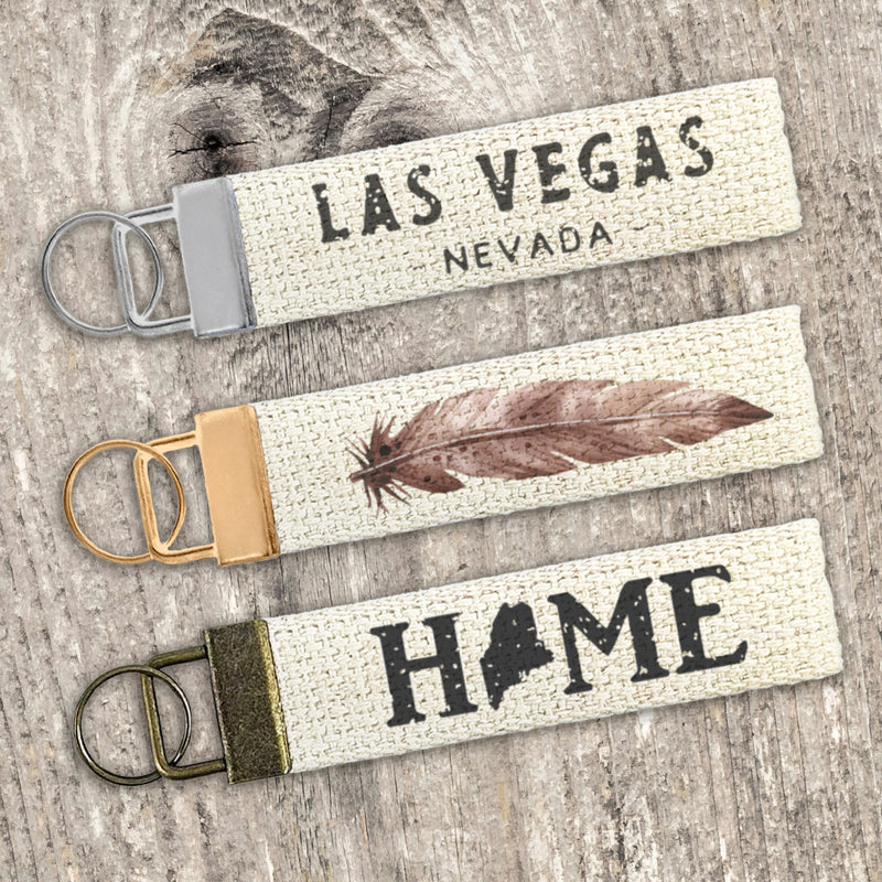 Script City, State - Custom Canvas Key Fob