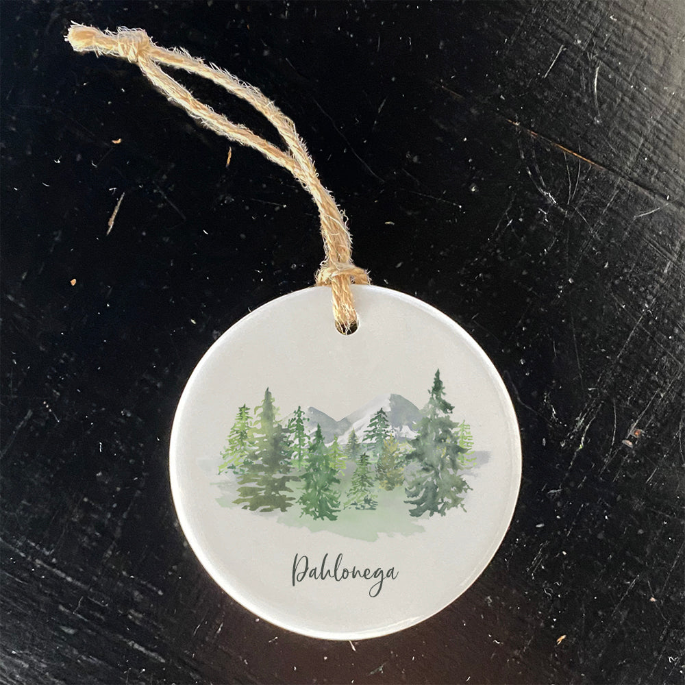 Watercolor Mountain Scene - Custom Ornament
