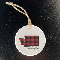 Red Plaid State - Ornament