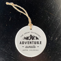 Adventure Awaits w/ City, State - Ornament