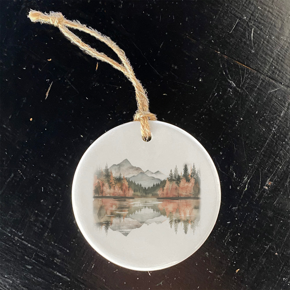 Fall Mountain Lake Scene - Ornament