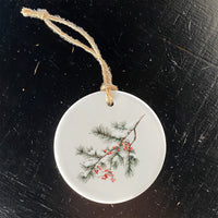 Rustic Frosted Pine and Berry - Ornament