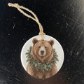 Bear with Holiday Wreath - Ornament