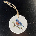 Eastern Bluebird on Branch - Oil Paint - Ornament