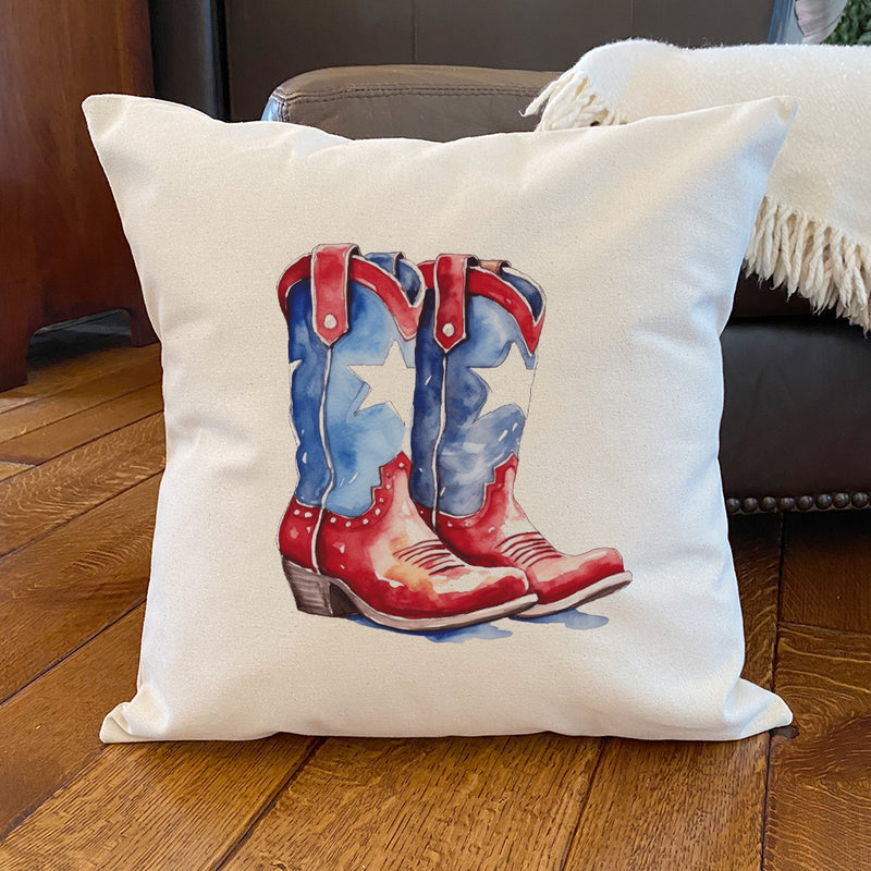 Patriotic Cowboy Boots - Square Canvas Pillow