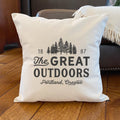 Great Outdoors w/ City, State - Custom Square Canvas Pillow