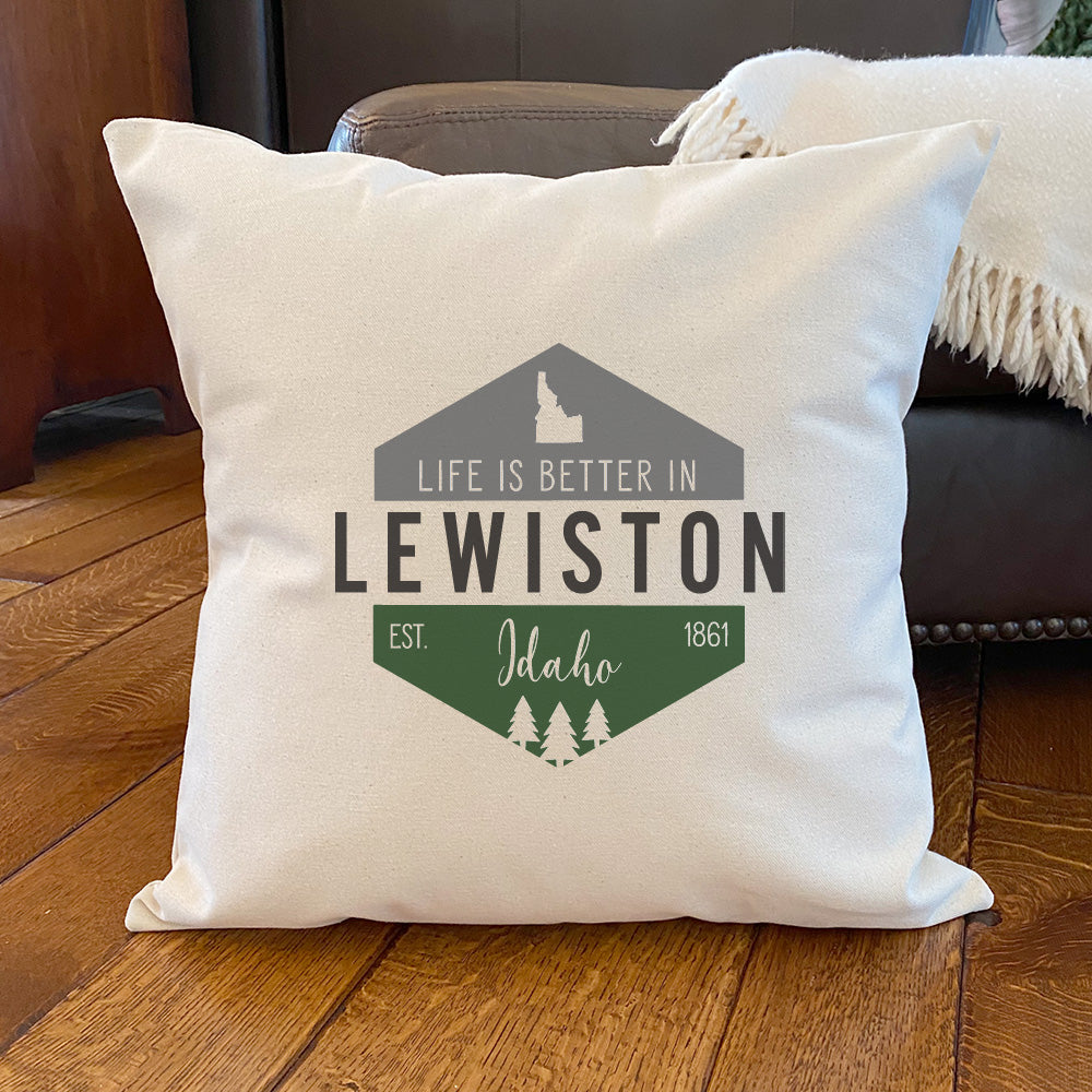 Life is Better w/ City, State - Custom Square Canvas Pillow