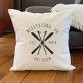 Ski Club w/ City, State - Custom Square Canvas Pillow