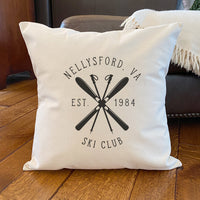 Ski Club w/ City, State - Square Canvas Pillow