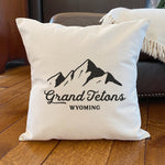 Mountain Silhouette w/ City, State - Square Canvas Pillow