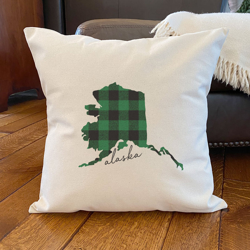 Green Plaid State - Square Canvas Pillow