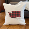 Red Plaid State - Square Canvas Pillow